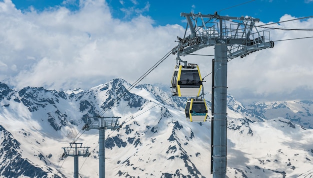 Teleférico sobre el valle de esquí