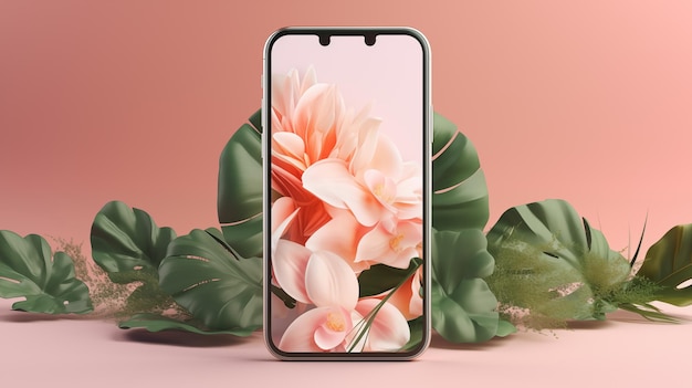 Telefon mit Blumen Stillleben