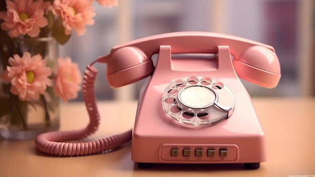 Telefon zu Hause und Blumen Generative KI