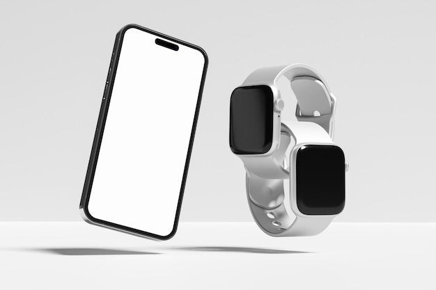 telefone com modelo em branco de smartwatch