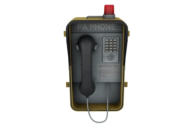Telefone de emergência público industrial com renderização 3d de sirene vermelha