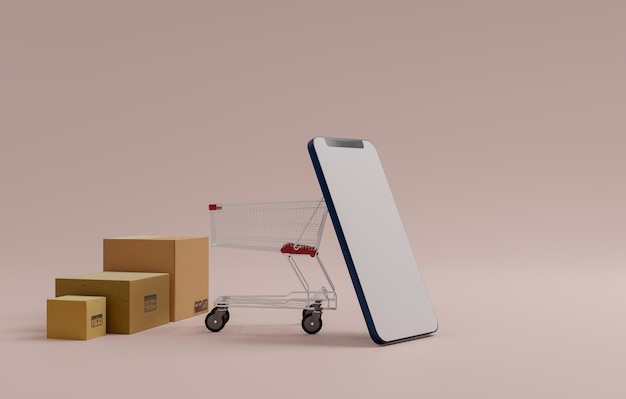 Telefone inteligente com conceito de compras on-line