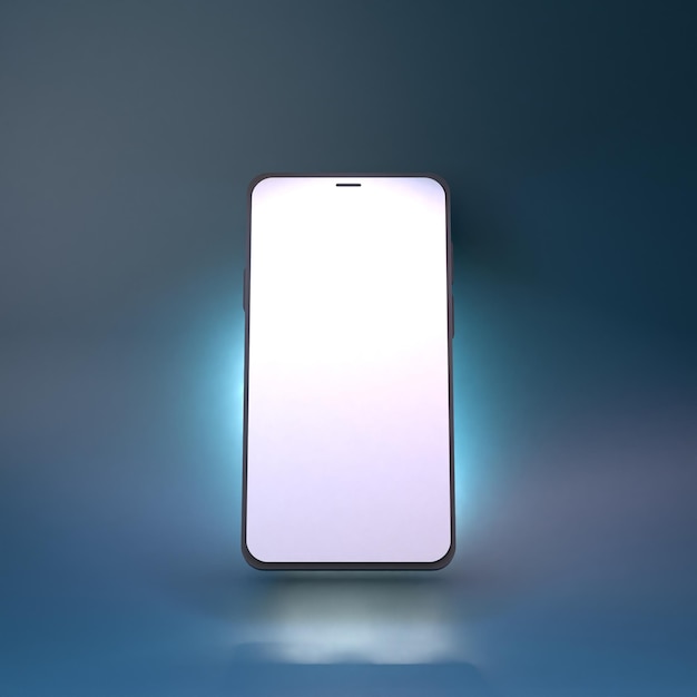 Telefone móvel com ilustração de renderização 3d de tela branca