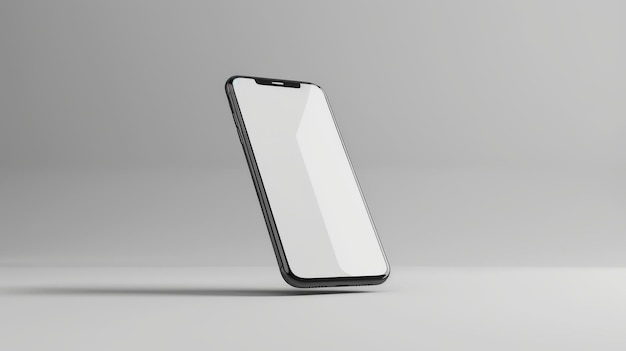 Telefone móvel Mockup em fundo branco em pé no ar