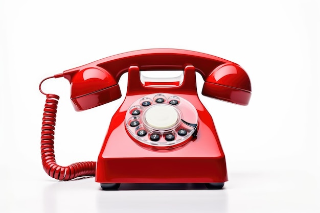 Telefone vermelho em fundo branco Em uma superfície branca ou clara PNG Fundo transparente