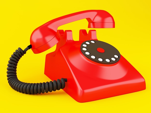 Telefone vermelho velho 3d