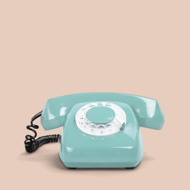 Telefone vintage azul em cor pastel