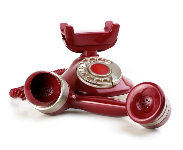 Telefone vintage isolado em branco