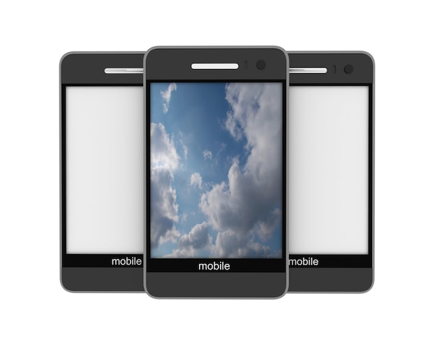 Telefones celulares modernos com tela sensível ao toque