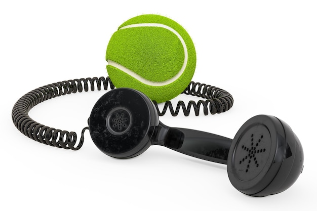 Telefonhörer mit Tennisball 3D-Rendering