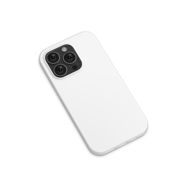 Un teléfono blanco con una cámara negra.
