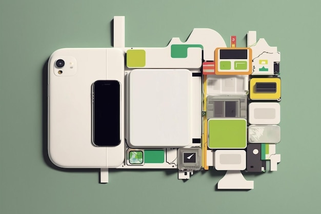 Un teléfono blanco con la parte posterior verde y la parte posterior blanca.