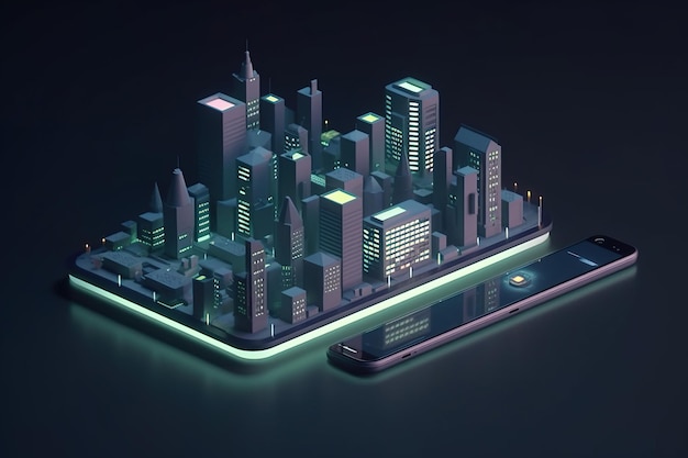 Un teléfono con una ciudad y una ciudad en la pantalla.