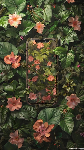 El teléfono de fusión floral abrazado por la naturaleza