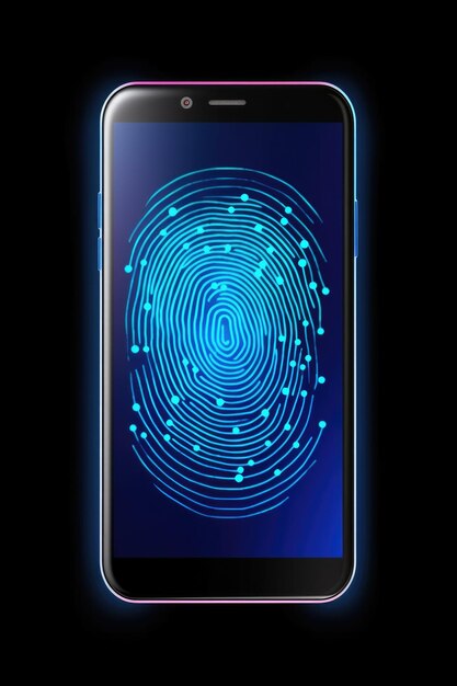Foto teléfono inteligente con escáner de huellas dactilares e icono de candado creado con ai generativo