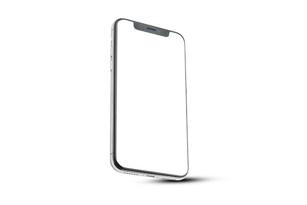 Teléfono inteligente móvil con tecnología de fondo blanco Diseño de maqueta de pantalla de teléfono móvil aislado con trazado de recorte