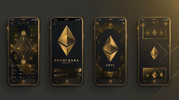 un teléfono con un logotipo de diamante dorado en la pantalla