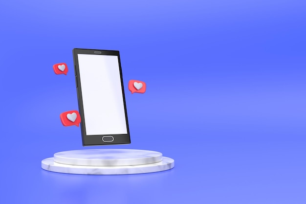 Teléfono móvil 3D con un icono similar. Redacción 3D.