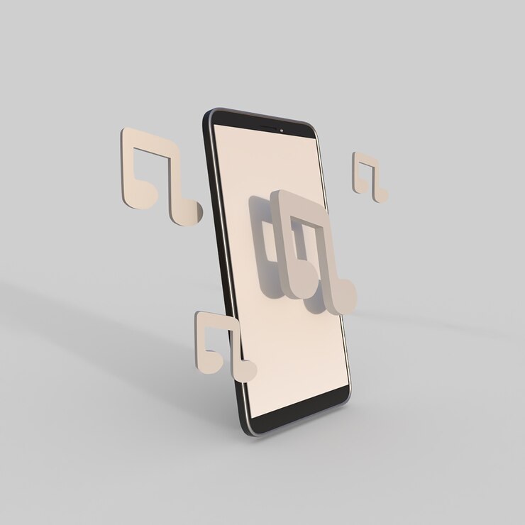 Foto teléfono móvil con icono de música ilustración de renderizado 3d
