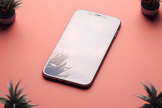 Un teléfono con una palmera en la pantalla.