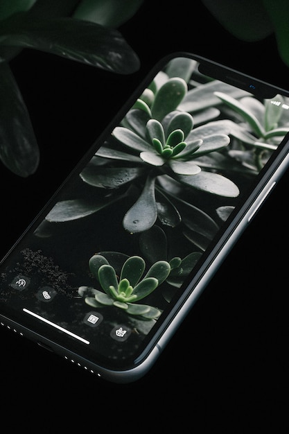 Un teléfono con una planta en la pantalla que dice 'la palabra' en ella '