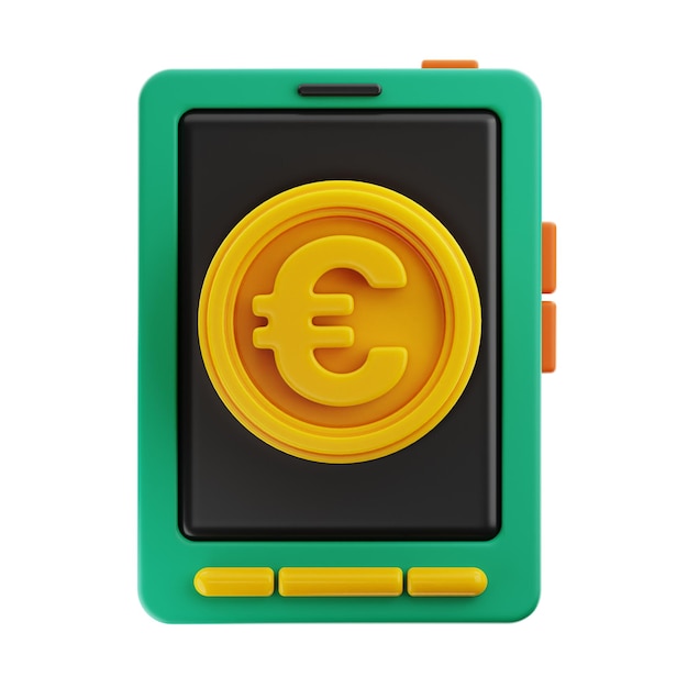 teléfono premium euro dinero finanzas icono 3d renderizado sobre fondo aislado