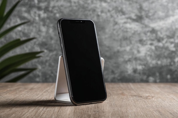 un teléfono que está en una mesa con un árbol en el fondo