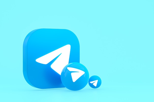Telegramm minimales Logo 3D-Rendering Nahaufnahme für Design-Hintergrundvorlage