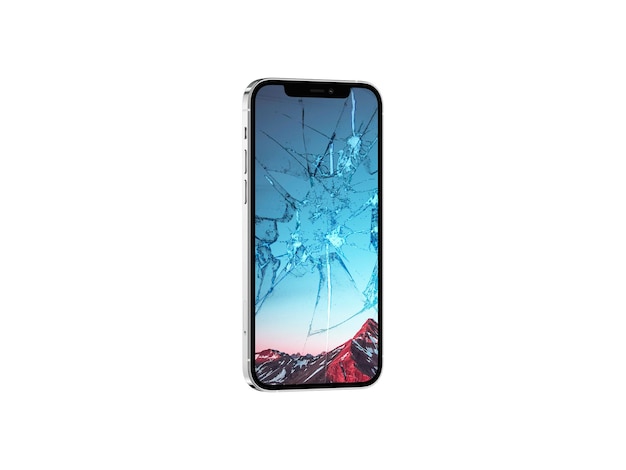 Telemóvel de tela quebrada Renderizado em 3D Telemóvil de tela quebrada Telemóveis de vidro quebrados