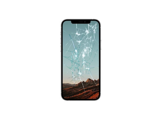 Telemóvel de tela quebrada Renderizado em 3D Telemóvil de tela quebrada Telemóveis de vidro quebrados