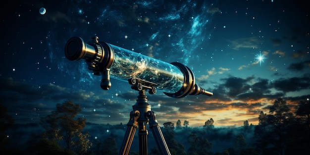 Un telescopio apuntado al fondo del cielo nocturno