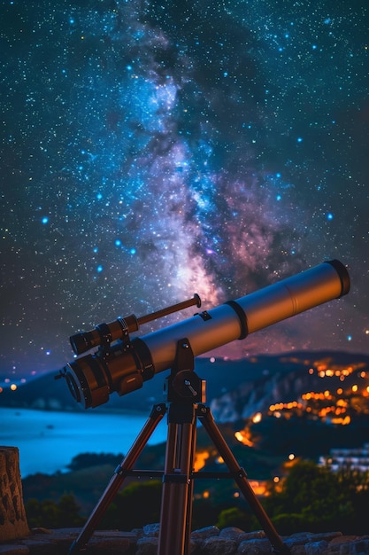 Foto telescopio astronómico para observar el cielo nocturno