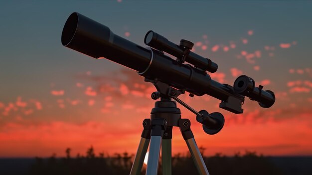 Foto telescopio con el cielo oscuro
