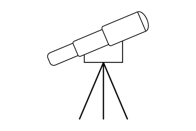 Telescópio contorno plano ícone ciência símbolo arte sinal obra de arte