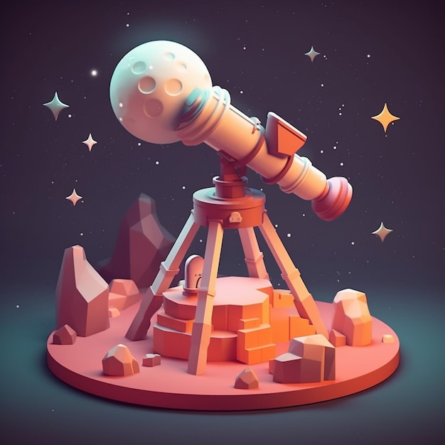 Telescópio de última geração em desenho animado 3d