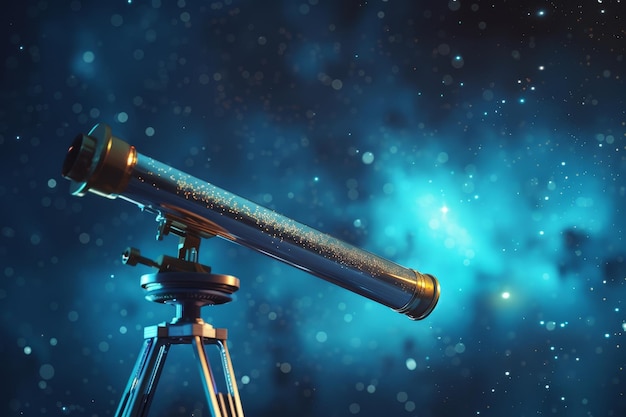 Telescopio y estrellas en el concepto de astronomía y observación de estrellas