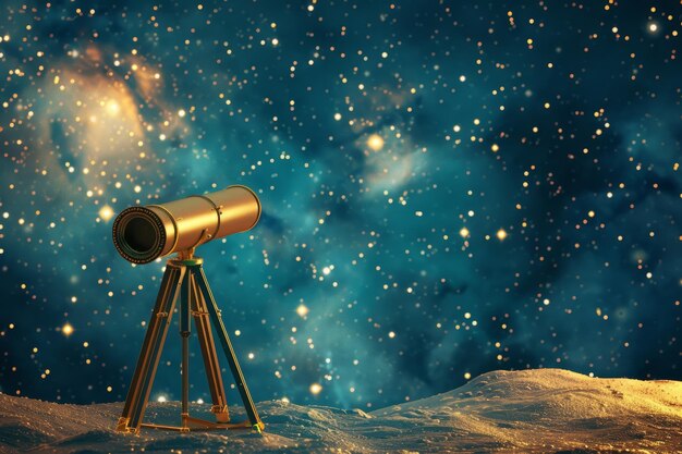 Telescopio y estrellas en el concepto de astronomía y observación de estrellas