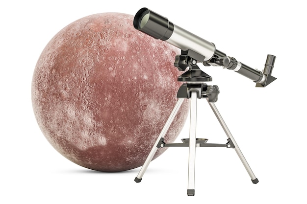 Foto telescopio con representación 3d de mercurio