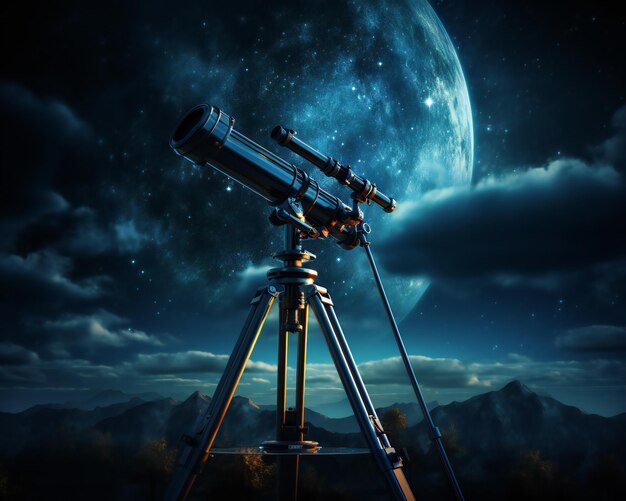 Foto telescopio en un trípode