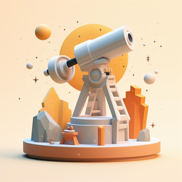 Telescopio de última generación de dibujos animados 3d