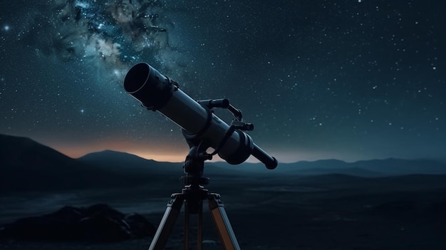 Teleskop im Sternenhintergrund Generative Ai
