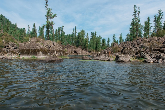 Teletskoye lago en las montañas de Altai