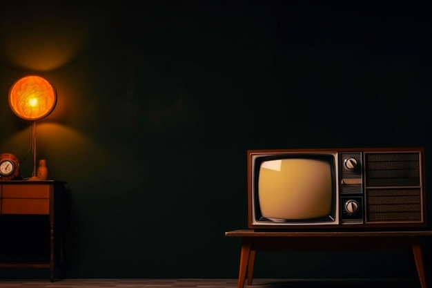 Televisão antiga retrô em fundo, conceitos dos anos 90 Foto filtrada em estilo vintage