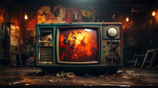 televisão na velha televisão