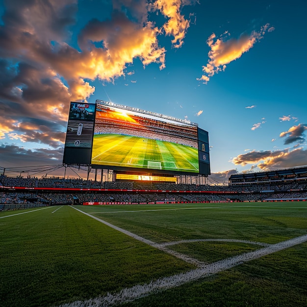 Televisión de gran led en el campo de fútbol