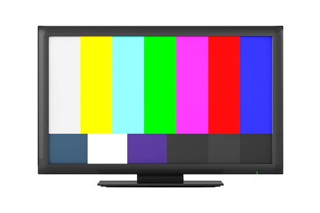 Televisión con patrón de prueba sobre un fondo blanco.