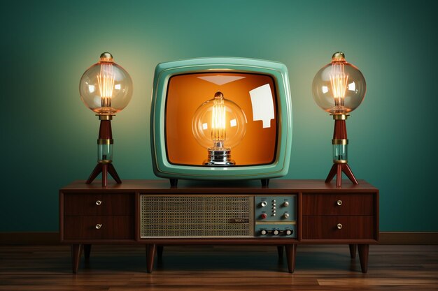 televisión retro en la mesa