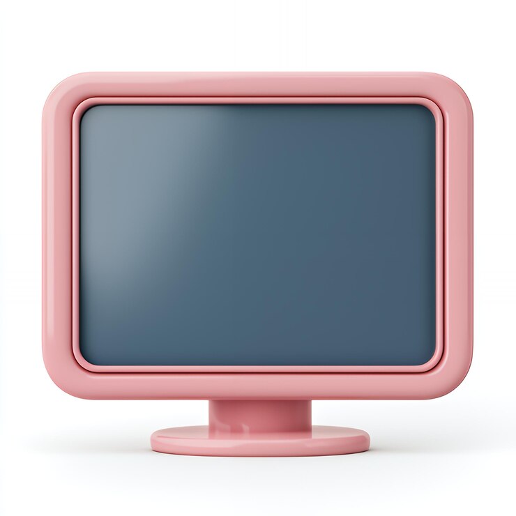 Foto televisión retro rosa con pantalla en blanco