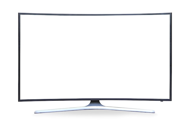 Televisor curvo 4K de pantalla plana lcd u oled, plasma realista, monitor HD blanco en blanco