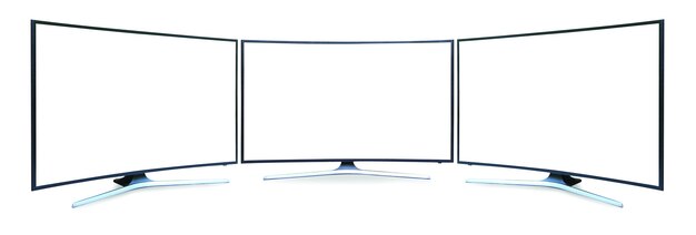 Televisor curvo 4K de pantalla plana lcd u oled, plasma realista, monitor HD blanco en blanco